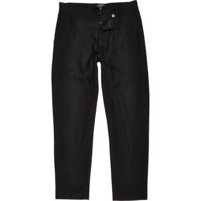 Black wool-blend jogger trousers